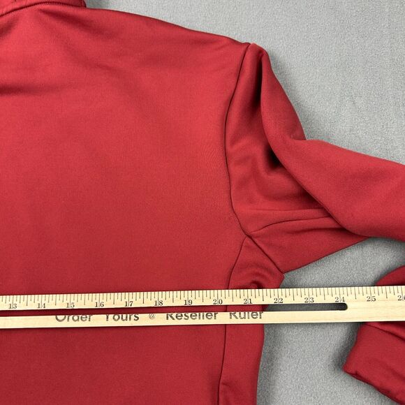 Nike Hoodie Womens Medium Red Script Therma Black Logo Sweatshirt Pullover - Picture 6 of 7